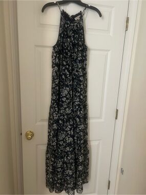 LOFT Navy and White Floral Maxi Dress